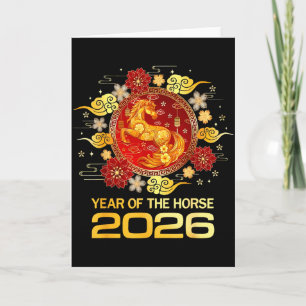 Chinees Nieuwjaar 2026 Jaar Van Het Paard Gelukkig Kaart