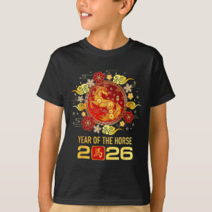 Chinees Nieuwjaar 2026 Jaar Van Het Paard Gelukkig T-shirt