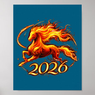 Chinees Nieuwjaar 2026 Jaar Van Het Paard Vuur Paa Poster