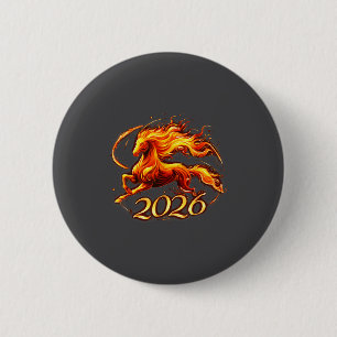 Chinees Nieuwjaar 2026 Jaar Van Het Paard Vuur Paa Ronde Button 5,7 Cm