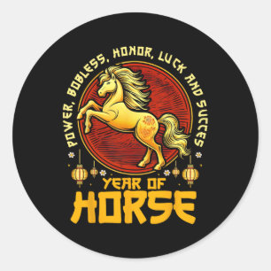 Chinees Nieuwjaar 2026 Paard Gelukkig Chinees Nieu Ronde Sticker