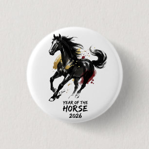 Chinees Nieuwjaar 2026 Paard Kunst Ronde Button 3,2 Cm