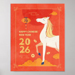 Chinees Nieuwjaar 2026 Paard Verticaal Poster
