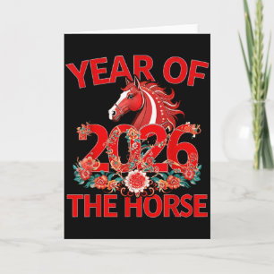 Chinees Nieuwjaar 2026 Paard Zodiac Grappig Maan D Kaart