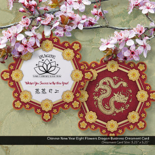 Chinees Nieuwjaar Acht Bloemen Dragon Business Ornament Kaart