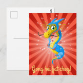 Chinees Nieuwjaar Blue Dragon Briefkaart (Voorkant / Achterkant)