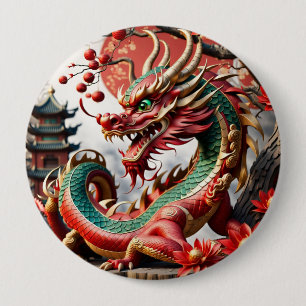 Chinees Nieuwjaar Dragon 2024 But02 Ronde Button 4,0 Cm