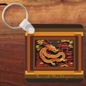 Chinees Nieuwjaar Dragon Monogram SQk02 Sleutelhanger (Voorkant)