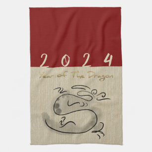 Chinees Nieuwjaar Dragon Origineel schilderij Zodi Theedoek