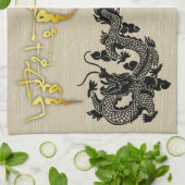 Chinees Nieuwjaar Dragon Zwart papier gesneden Zod Theedoek (Gevouwen)