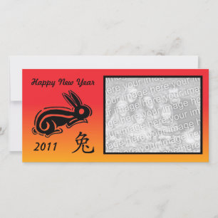 Chinees Nieuwjaar fotokaart konijn Feestdagenkaart