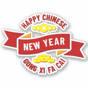Chinees nieuwjaar Gong Xi Fa Cai - Wish Wealth Sticker