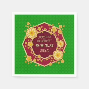 Chinees Nieuwjaar Gouden Bloemen: Gong Hei Fat Cho Servet