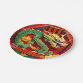 Chinees Nieuwjaar Groene Draak 2024 Origami PPP01 Papieren Bordje (Gekanteld)