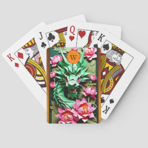 Chinees Nieuwjaar Groene Draak Monogram 2024 PCs Pokerkaarten