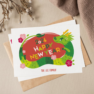 Chinees Nieuwjaar - Jaar van de Draak 2024 Feestdagenkaart