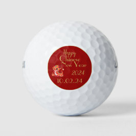 Chinees nieuwjaar, jaar van de draak, rood en goud golfballen