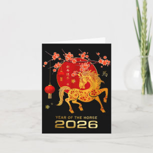 Chinees nieuwjaar jaar van het paard paardenfamili kaart