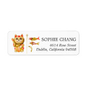 Chinees nieuwjaar | Kat-terugzendadres Lucky Etiket (Voorkant)