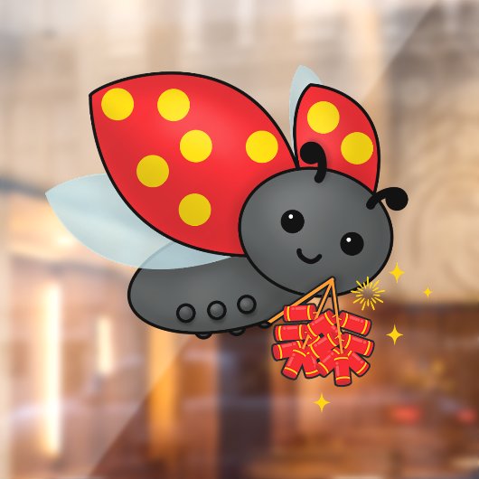 Chinees nieuwjaar Ladybug Firecrackers Raamsticker (Vel 2)
