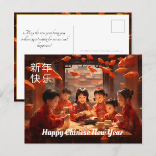 Chinees Nieuwjaar met gelukkige kinderen Briefkaart