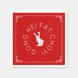 Chinees nieuwjaar Origami Rabbit Napkins Servet