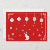 Chinees nieuwjaar Origami Rabbit, rode uitnodiging (Achterkant)