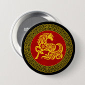 Chinees Nieuwjaar Paard Ronde Button 7,6 Cm (Voorkant /achterkant)