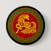 Chinees Nieuwjaar Paard Ronde Button 7,6 Cm (Voorkant)