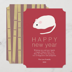 Chinees nieuwjaar Rat 2020 Burgundy Holiday Card Kaart
