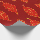 Chinees Nieuwjaar Red Gold Auspicious Clouds Cadeaupapier (Hoek)
