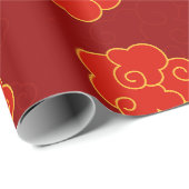 Chinees Nieuwjaar Red Gold Auspicious Clouds Cadeaupapier (Rol Hoek)