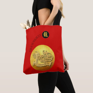 Chinees Nieuwjaar Rode Gouden Draak 2024 AoTB Draagtas