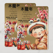 Chinees Nieuwjaar-Schattige Jongen-Jaar van de Dra Kaart (Voorkant / Achterkant)