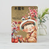 Chinees Nieuwjaar-Schattige Jongen-Jaar van de Dra Kaart (Staand voorkant)