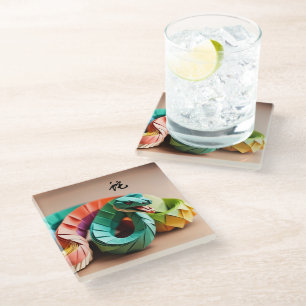 Chinees Nieuwjaar Slang Ideogram Zodiac Verjaardag Glazen Onderzetter