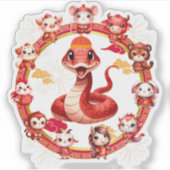 Chinees Nieuwjaar Slang Ontwerp 2 Sticker (Voorkant)