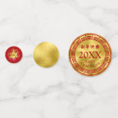 Chinees Nieuwjaar Tiger Red/Gold ID542 Confetti (Achterkanten)