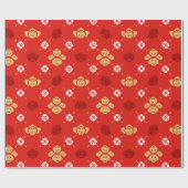Chinees nieuwjaar traditioneel flessenpatroon rood cadeaupapier (Vlak)