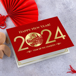 Chinees Nieuwjaar van de Draak 2024 Kaart