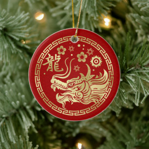 Chinees Nieuwjaar van de Draak 2024 Keramisch Ornament