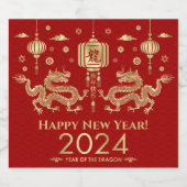 Chinees Nieuwjaar van de Draak 2024 Sparkling Wijnetiket (Enkel label)