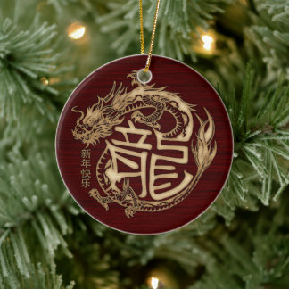 Chinees Nieuwjaar van de Houten Draak 2024 Keramisch Ornament