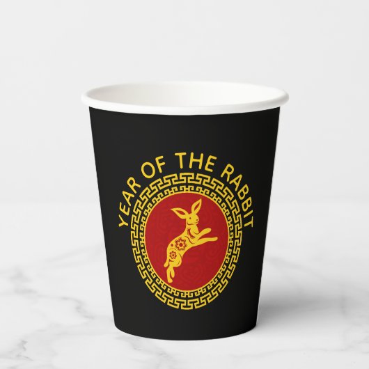Chinees nieuwjaar van de konijnenversiering papieren bekers (Achterkant)