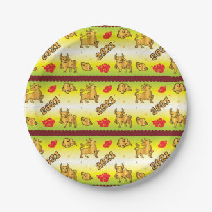 Chinees nieuwjaar van de Ox 2021 Papieren Bordje