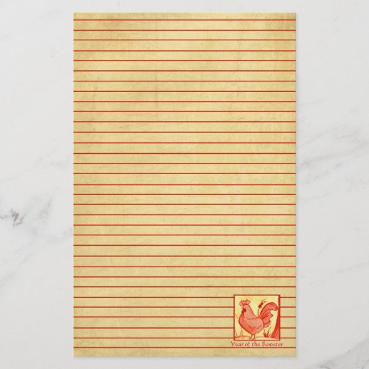 Chinees nieuwjaar van de Rooster Red Lined Briefpapier (Voorkant)
