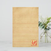 Chinees nieuwjaar van de Rooster Red Lined Briefpapier (Staand voorkant)