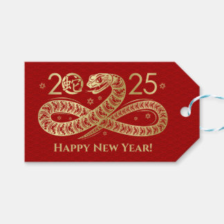 Chinees Nieuwjaar van de Slang 2025 Cadeaulabel