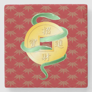 Chinees Nieuwjaar van de Slang 2025 Rijkdom Stenen Onderzetter