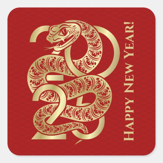 Chinees Nieuwjaar van de Slang 2025 Vierkante Sticker (Voorkant)